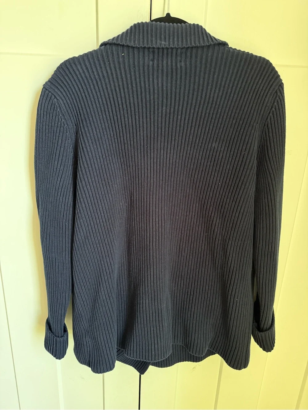 Ralph Lauren Petite Navy Ribbed Knit Cardigan with gold buttons. Size M. EUC.